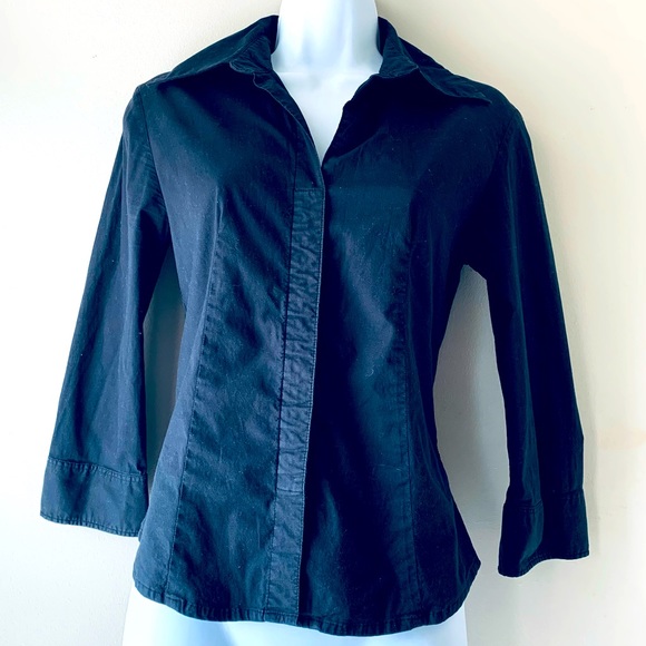 🇫🇷 KOOKAÏ vintage hooked black cotton shirt size FR38 - Picture 1 of 9